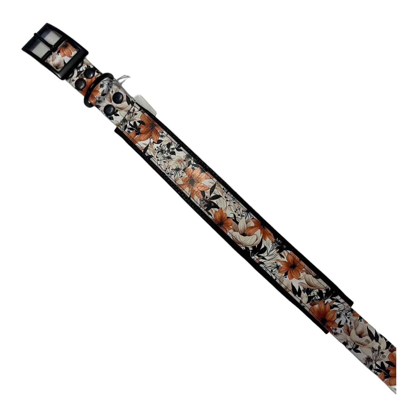 Biothane Orange Flower (Leder Unterfüttert) - doggiescouture.at