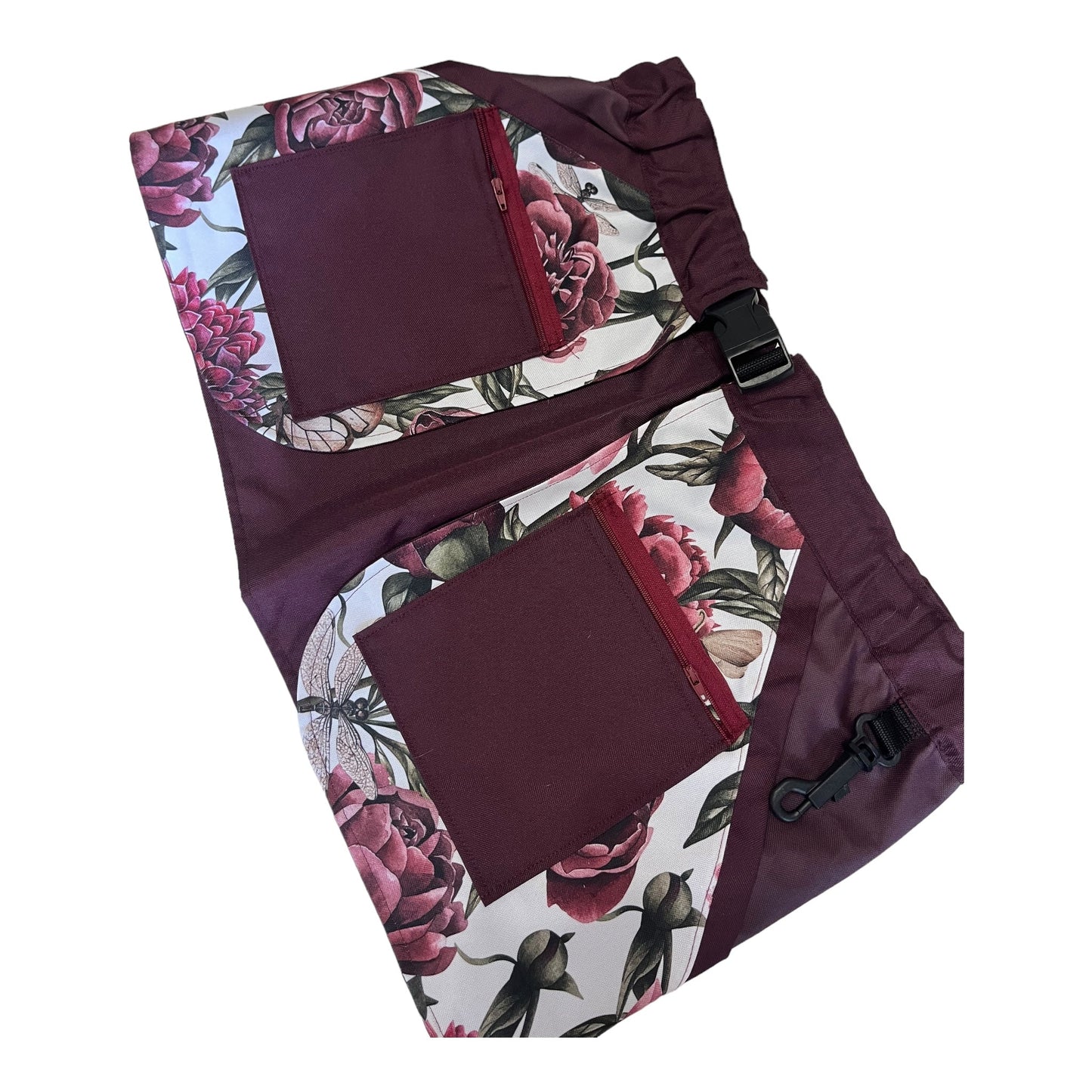 Gassi - und Trainingsschürze Flowers Burgundy - doggiescouture.at