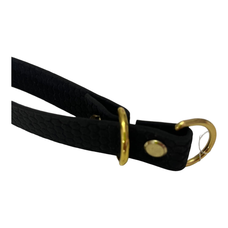 Hexa Halsband Zugstop Schwarz Gold 20mm