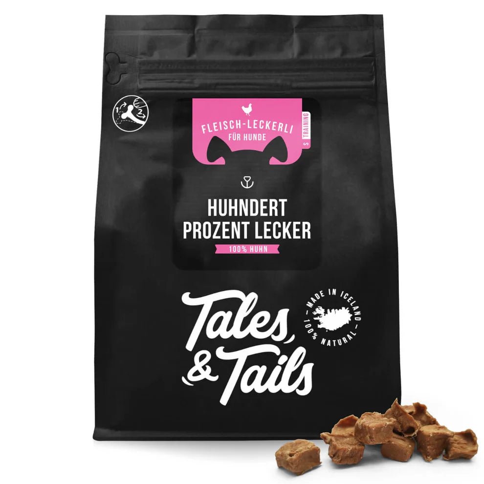 Huhndert Prozent lecker - Fleisch Leckerli für Hunde aus 100% Huhn - doggiescouture.at