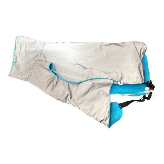 Hundemantel silber reflektierend blau