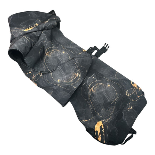 Hundemantel Marmor gold,schwarz