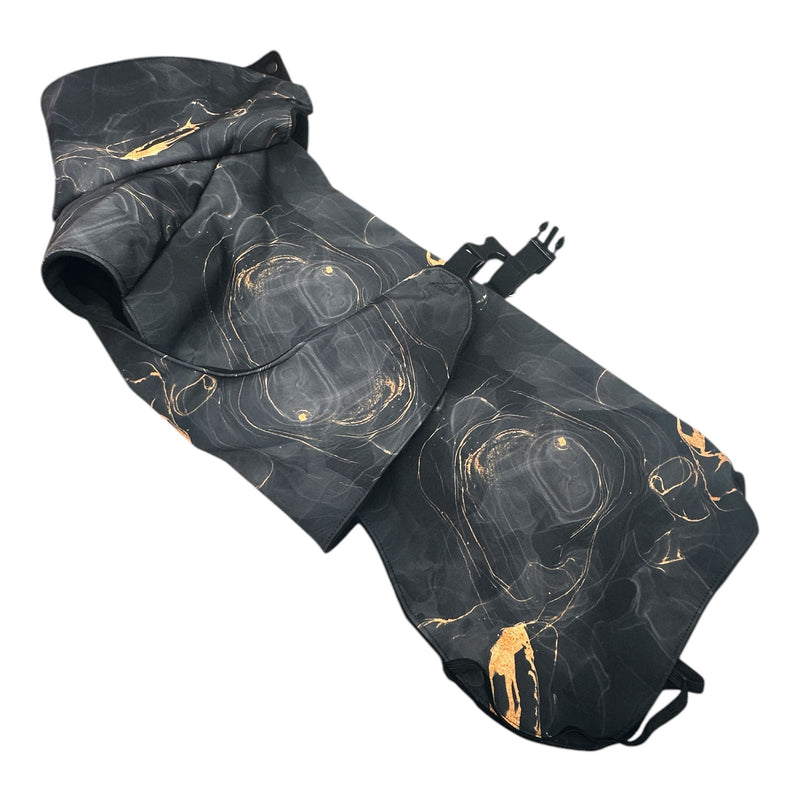 Hundemantel Marmor gold,schwarz