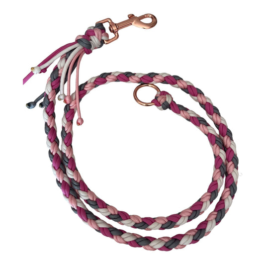 Adapter - Paracord - Leine 120 cm pink grey - doggiescouture.at