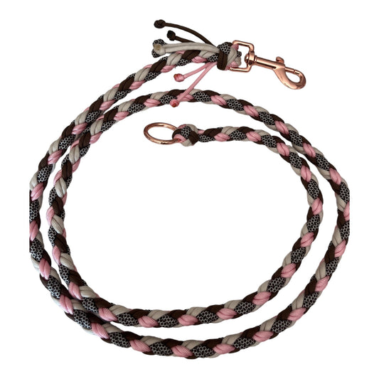 Adapter - Paracord - Leine 150 cm pink brown - doggiescouture.at