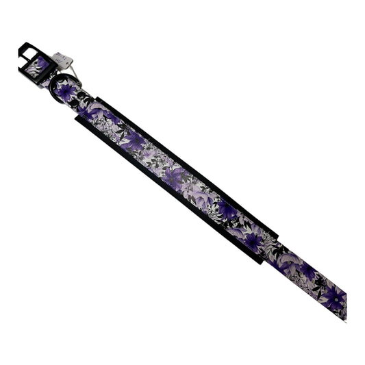 Biothane Halsband Black Violas Flowers - doggiescouture.at