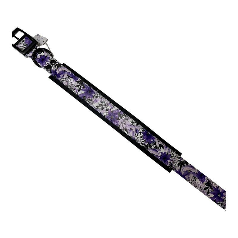 Biothane Halsband Black Violas Flowers