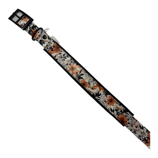 Biothane Orange Flower (Leder Unterfüttert) - doggiescouture.at