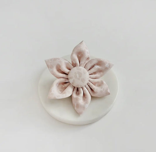 Cocopup Halsband und Brustgeschirrblume im Leo nude chic - doggiescouture.at