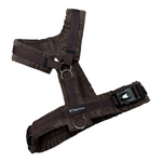 Dunkelbraunes Y-Brustgeschirr aus Cord – handmade & hochwertig, robust und bequem.