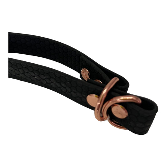 Hexa Halsband Zugstop Schwarz Rose 20mm - doggiescouture.at