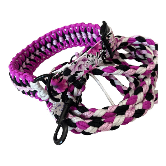 Paracord Halsband pink lily - doggiescouture.at
