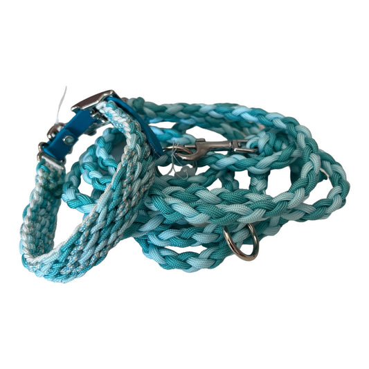 Paracord Halsband turquoise wave - doggiescouture.at