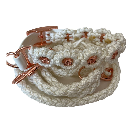 Paracord Halsband white flower - doggiescouture.at