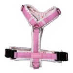 Handgefertigtes Y-Brustgeschirr „Tied in Softness“ für Hunde mit rosa Schleifen, Herzen und Teddy-Motiv. Das weich gepolsterte Hundegeschirr bietet eine perfekte Passform, maximale Bewegungsfreiheit durch freie Schultern und keinen Druck auf den Hals. Verstellbar im Brust- und Bauchbereich, mit zwei D-Ringen und frostsicheren Klickverschlüssen. Erhältlich in den Größen XXS–XL sowie auf Maß gefertigt. Ideal für Alltag, Training und Spaziergänge.